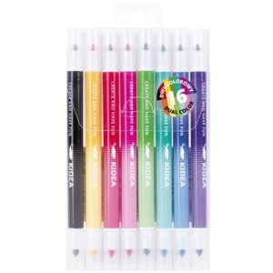 Flamastry dwukolorowe dwustronne 16 kolorów