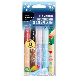 Flamastry dwustronne ze stempelkami 10 kolorów