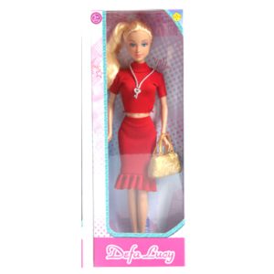 Lalka defa w czerwonej sukience